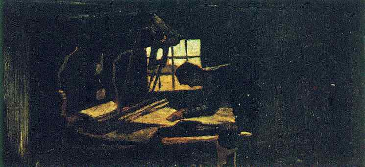Картина Ван Гога Ткач, закрепляющий нити на станке 1884